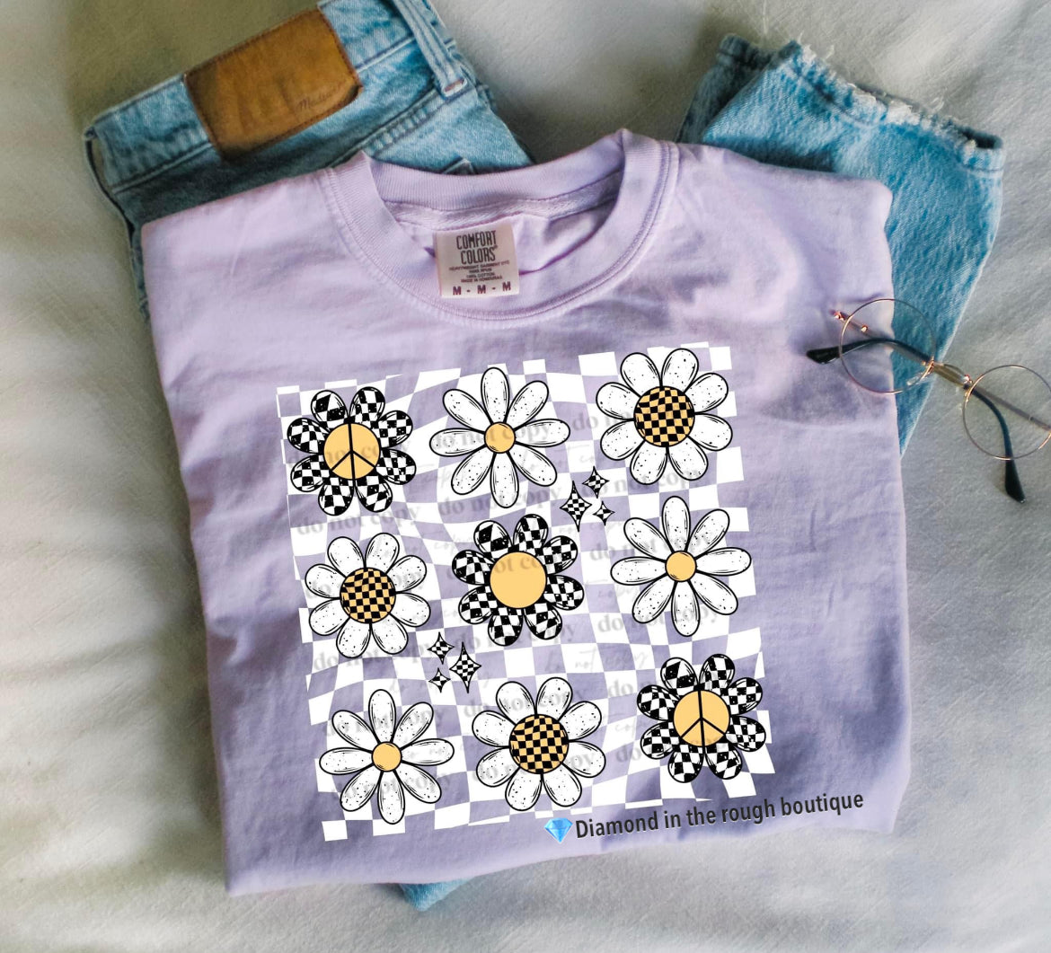 Retro Flowers-Comfort Color Tee