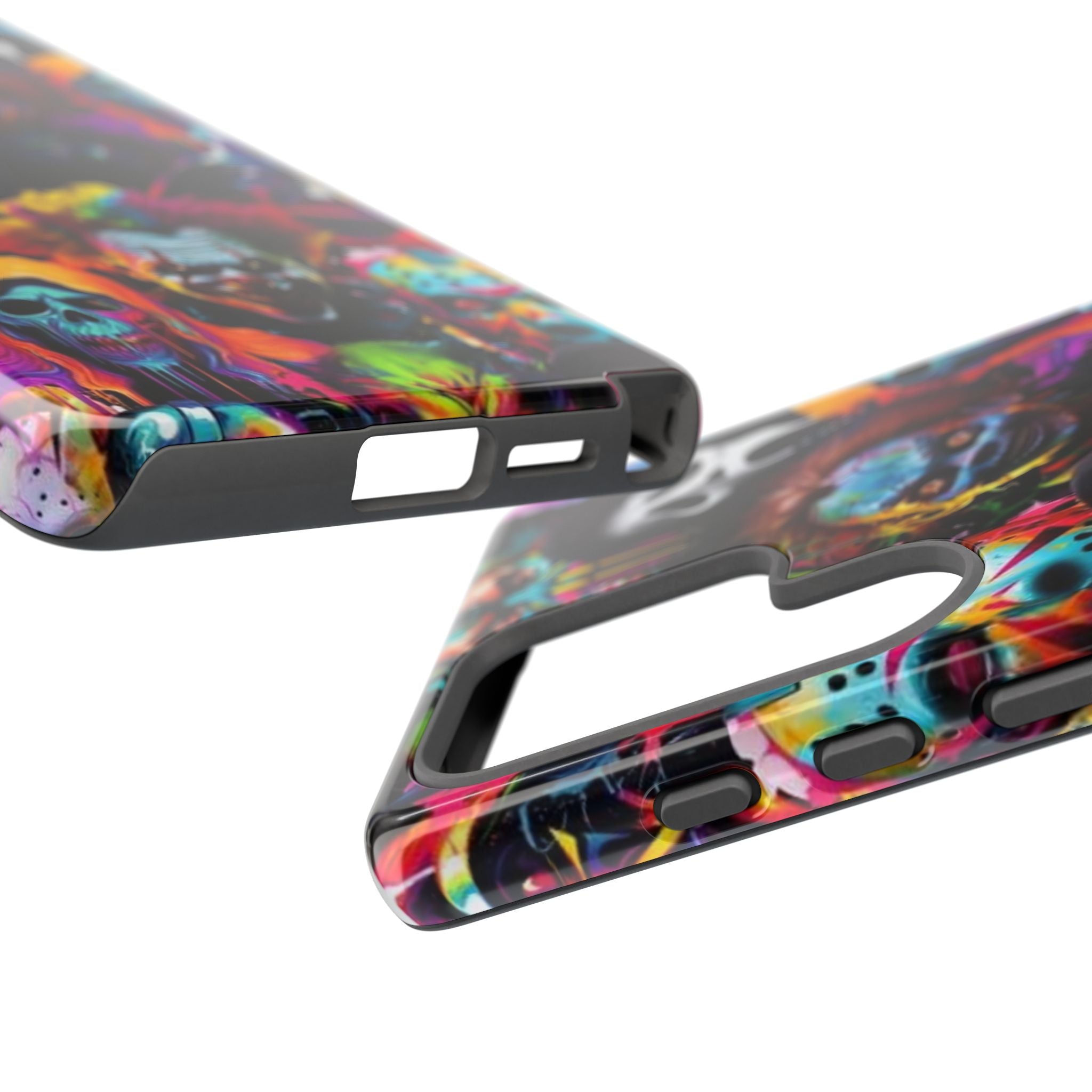Phone Case — Neon Horror Mask Collage (Scream, Jason, Clown)