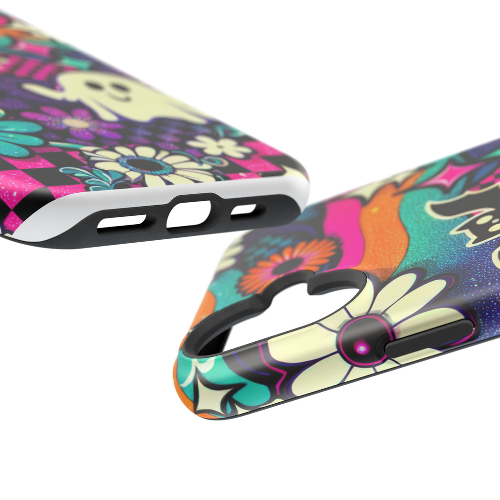 Halloween Retro Ghost & Bat Phone Case — Magnetic Impact-Resistant