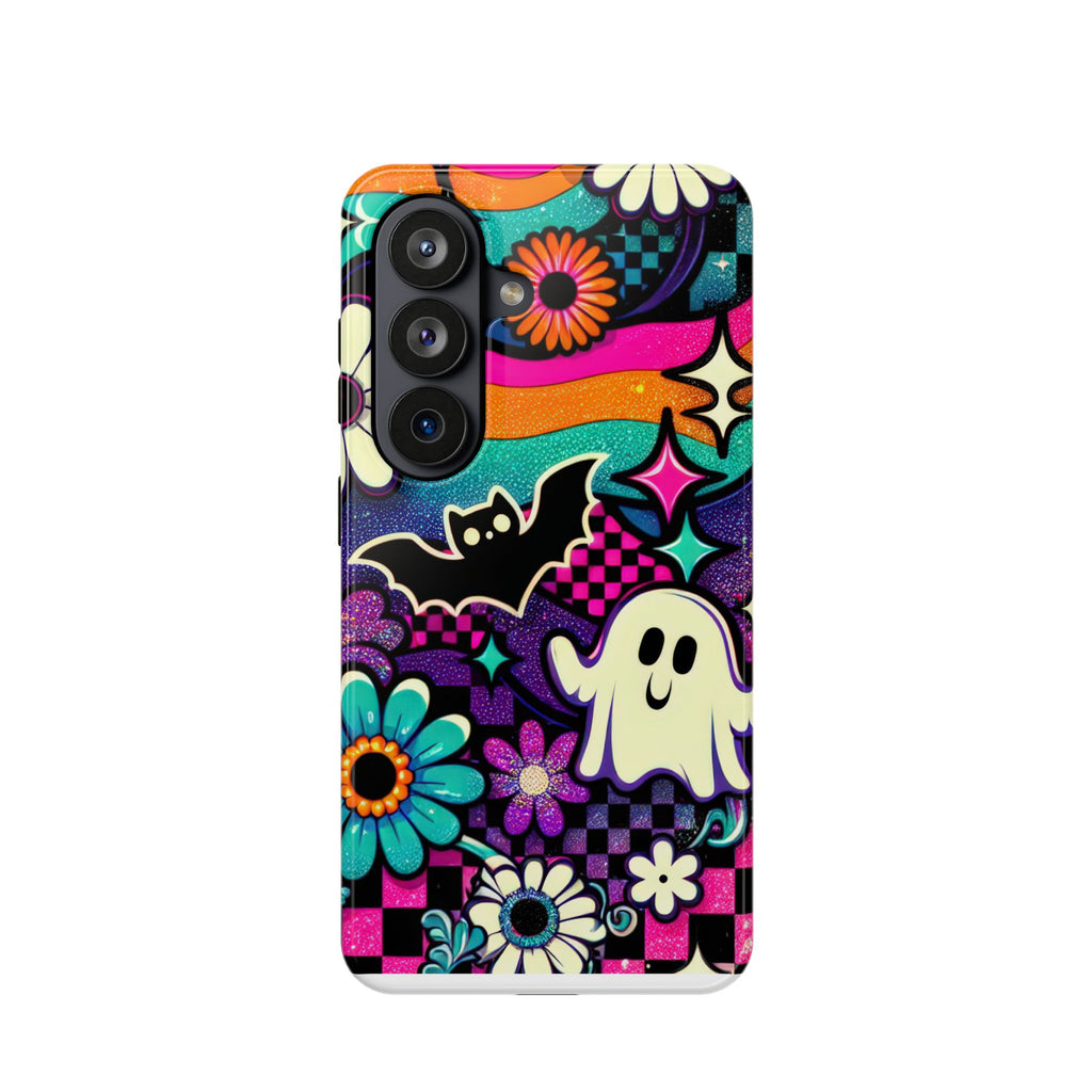 Halloween Retro Ghost & Bat Phone Case — Magnetic Impact-Resistant