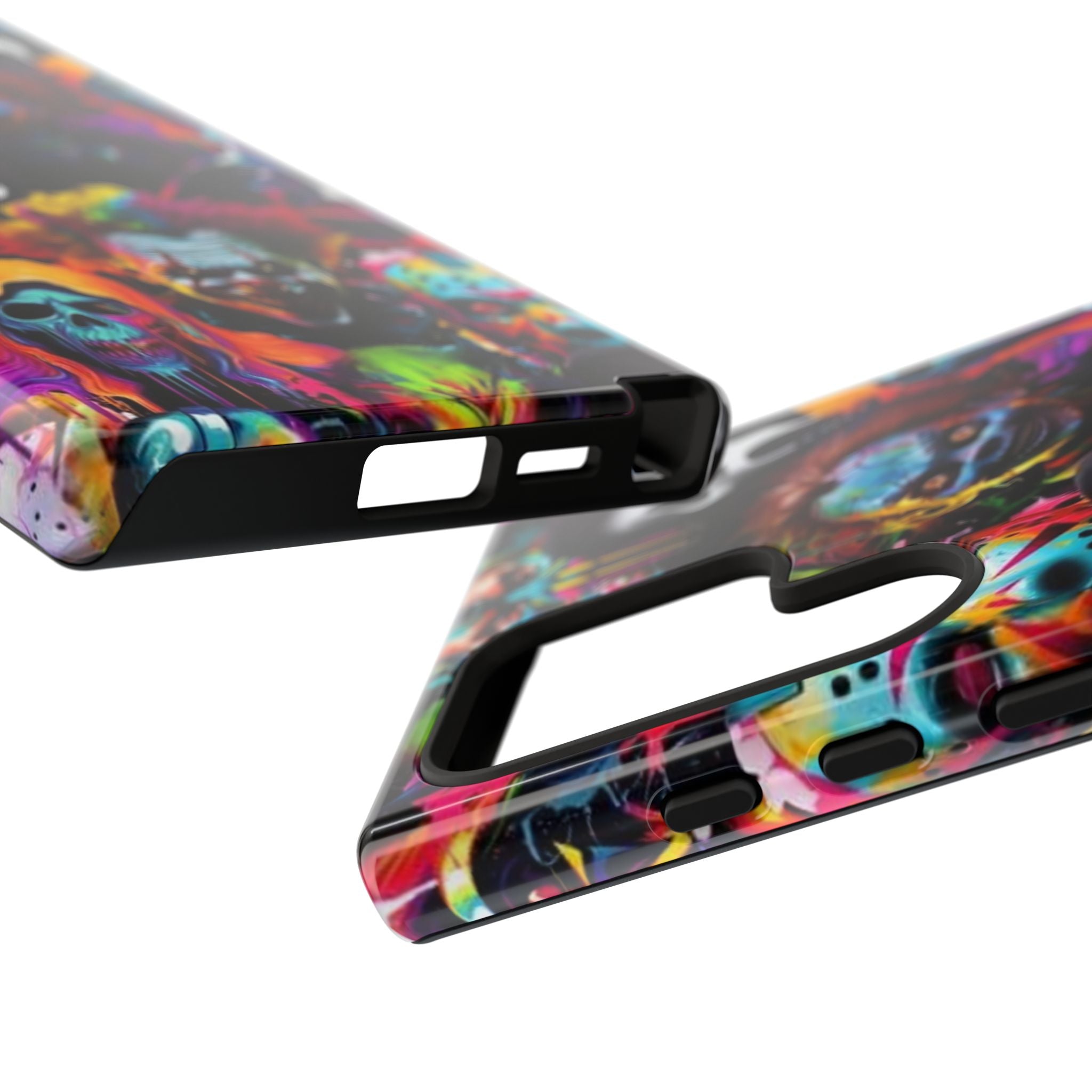 Phone Case — Neon Horror Mask Collage (Scream, Jason, Clown)