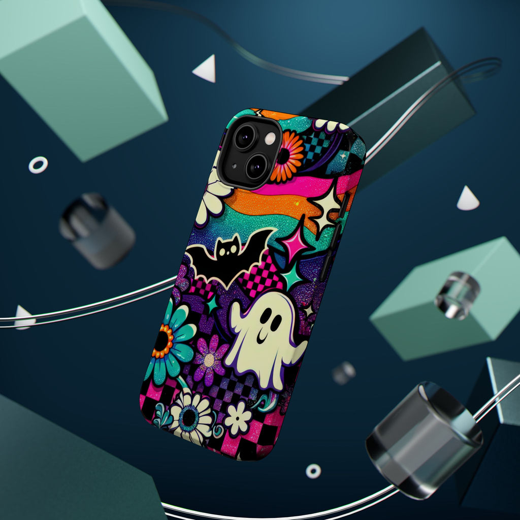 Halloween Retro Ghost & Bat Phone Case — Magnetic Impact-Resistant