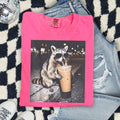 Raccoon w/ ice coffee-comfort color tee