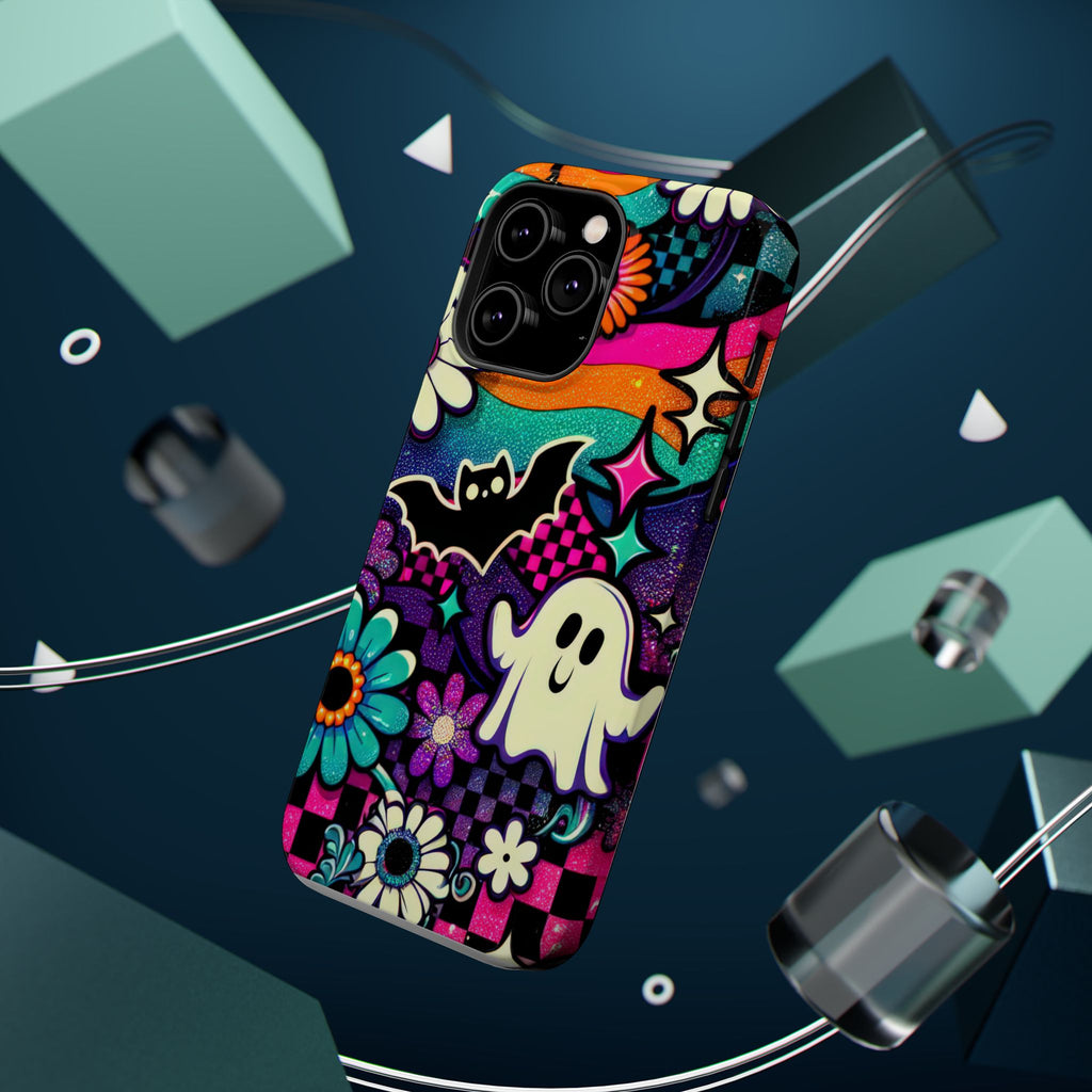 Halloween Retro Ghost & Bat Phone Case — Magnetic Impact-Resistant