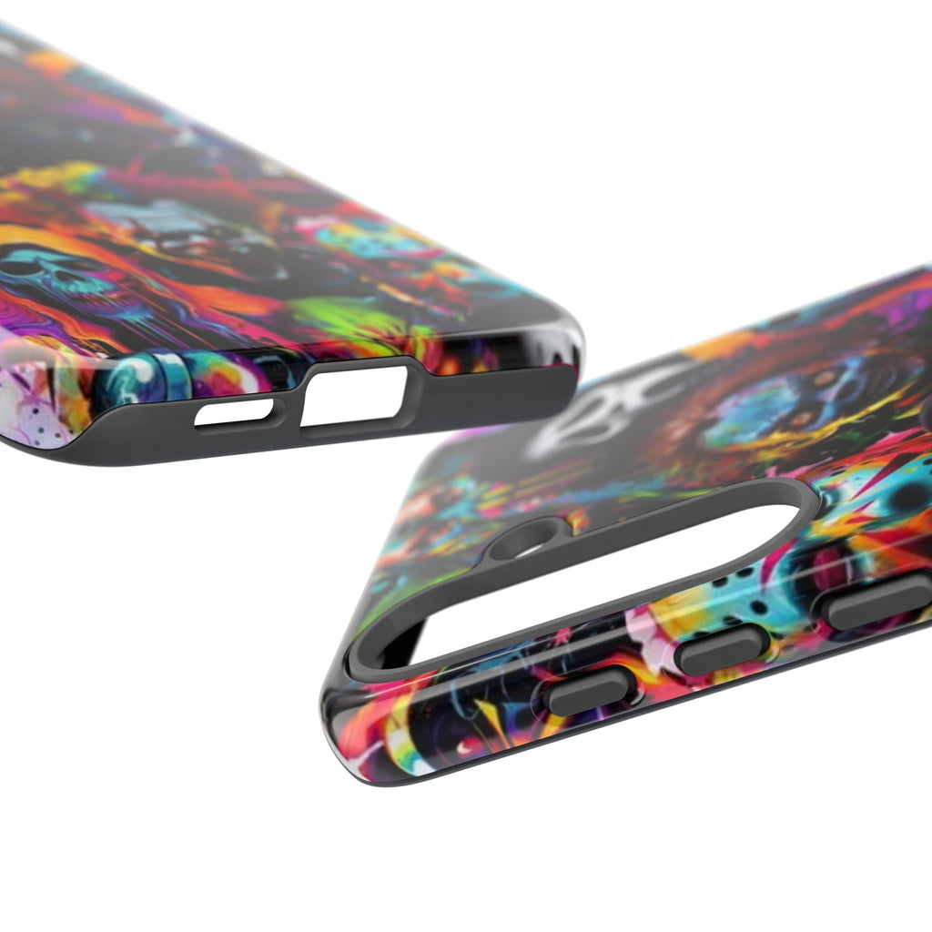 Phone Case — Neon Horror Mask Collage (Scream, Jason, Clown)
