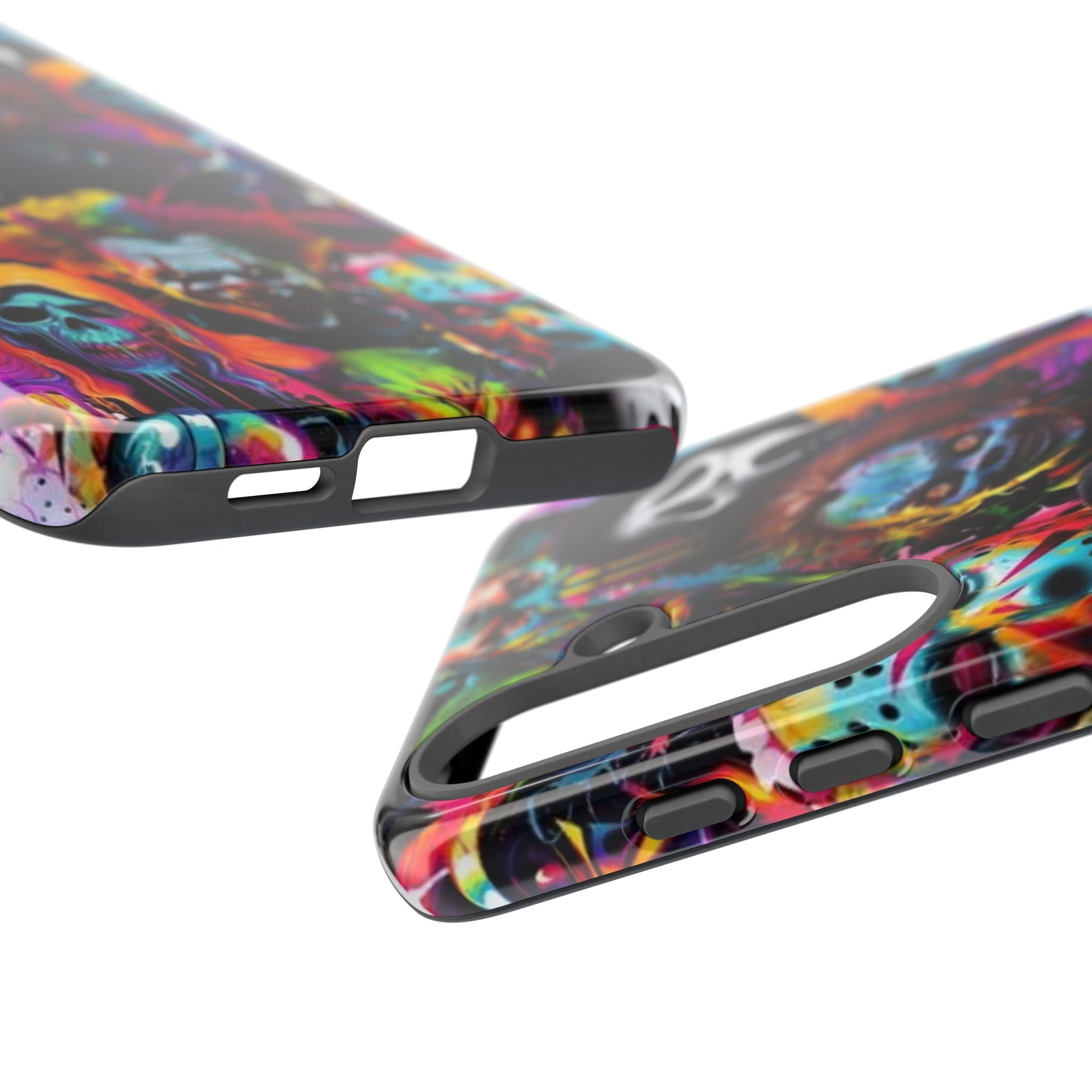 Phone Case — Neon Horror Mask Collage (Scream, Jason, Clown)