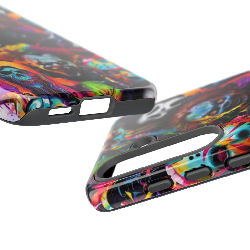 Phone Case — Neon Horror Mask Collage (Scream, Jason, Clown)