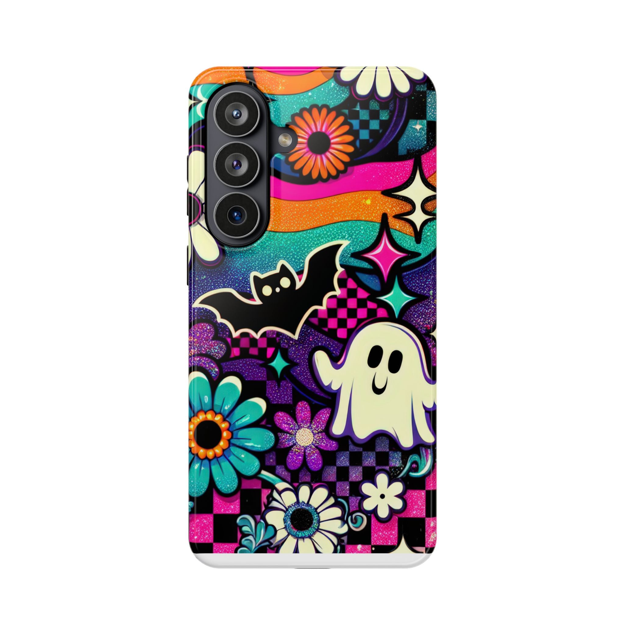 Halloween Retro Ghost & Bat Phone Case — Magnetic Impact-Resistant