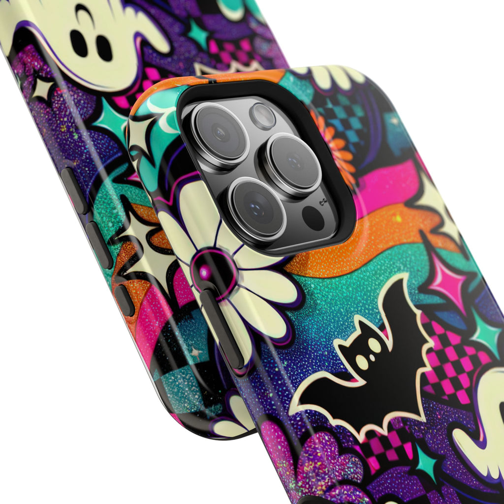 Halloween Retro Ghost & Bat Phone Case — Magnetic Impact-Resistant