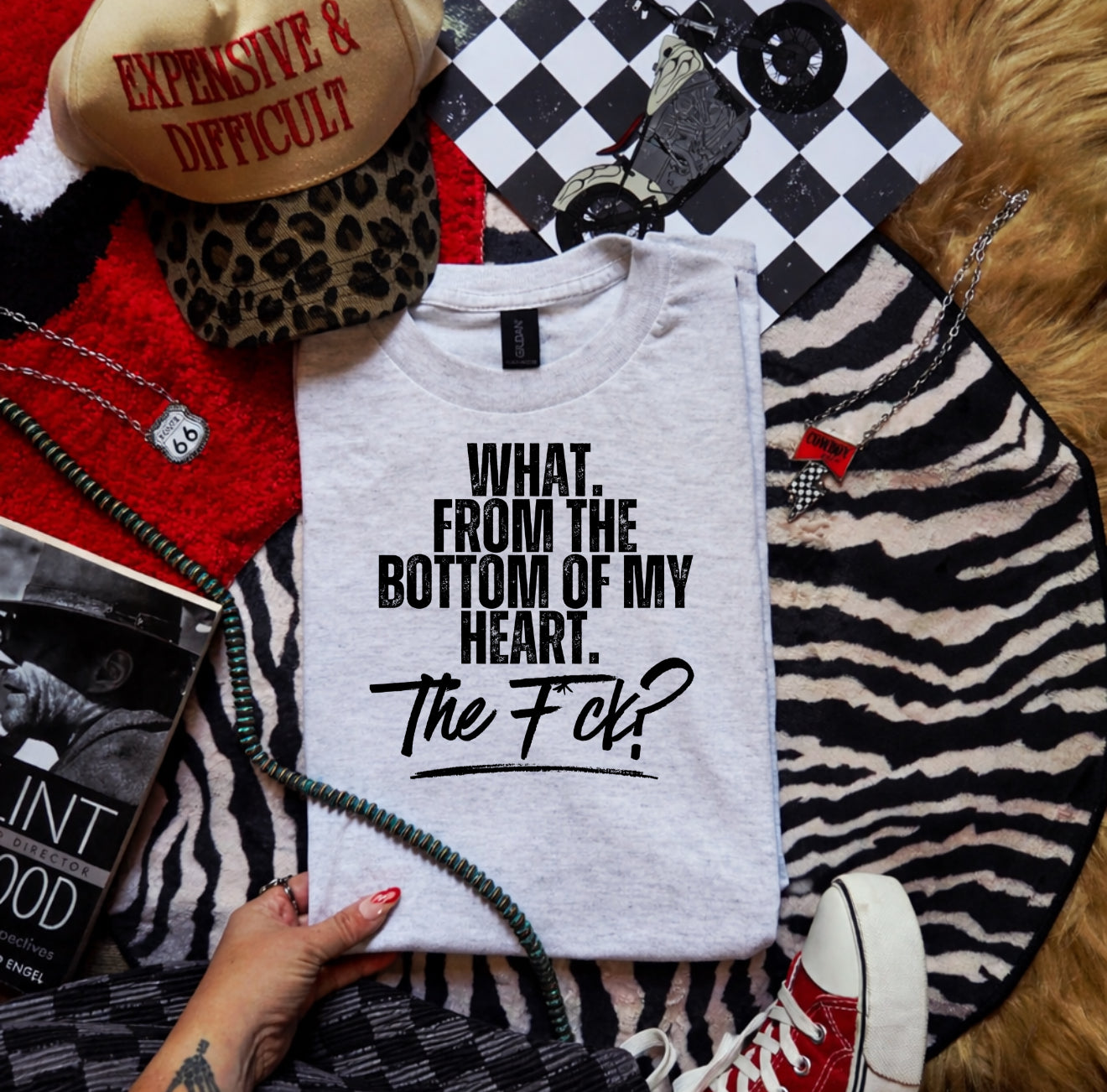 What, from the bottom of my heart-graphic tee
