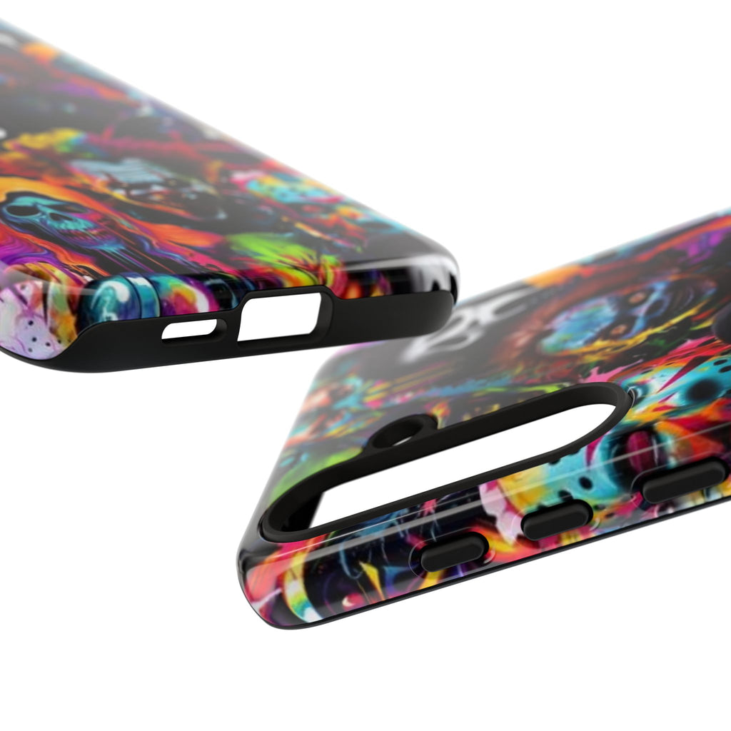 Phone Case — Neon Horror Mask Collage (Scream, Jason, Clown)