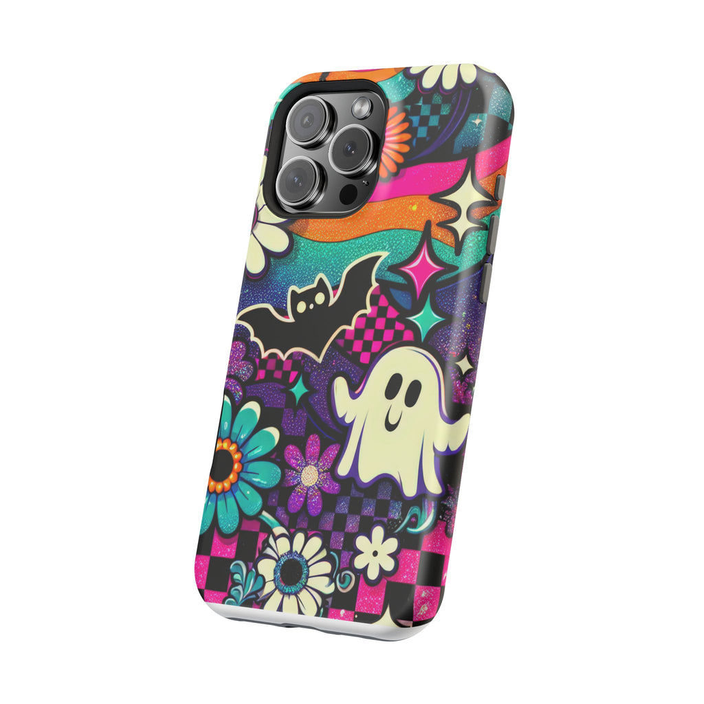 Halloween Retro Ghost & Bat Phone Case — Magnetic Impact-Resistant