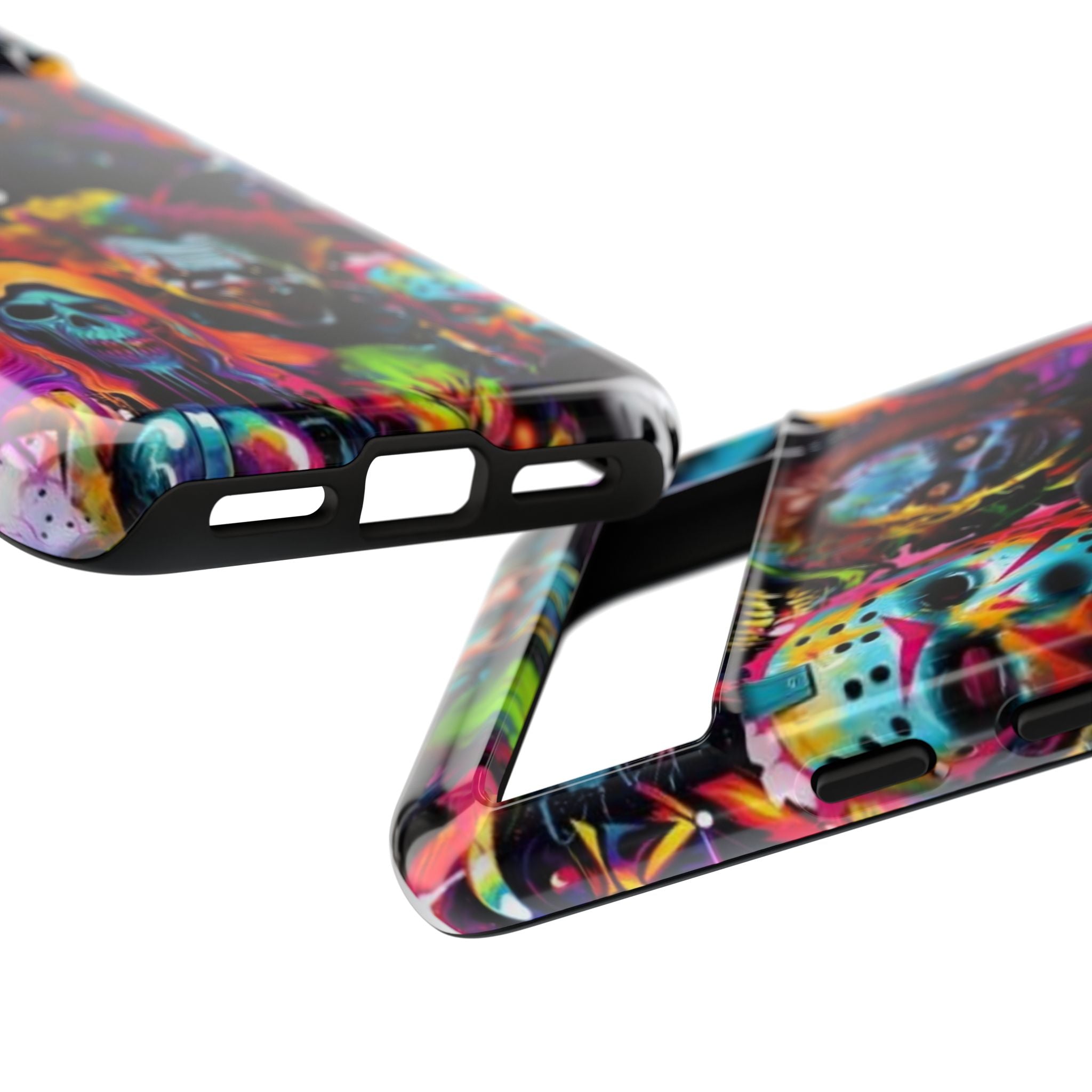 Phone Case — Neon Horror Mask Collage (Scream, Jason, Clown)