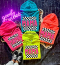 Checkered mama-neon hoodies (4 color choices)