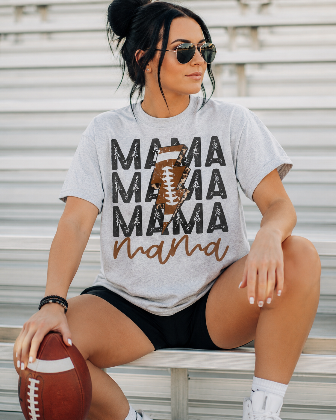 Football Mama- ash grey graphic tee