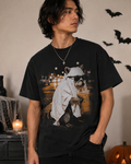 Ghost raccoon-graphic tee
