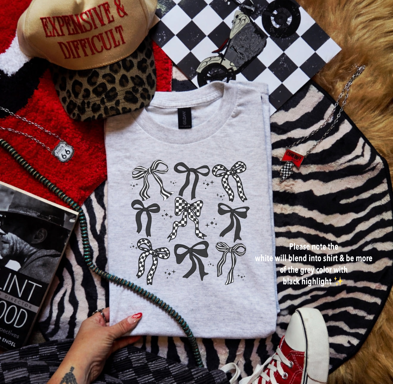 Checkered bows-graphic tee