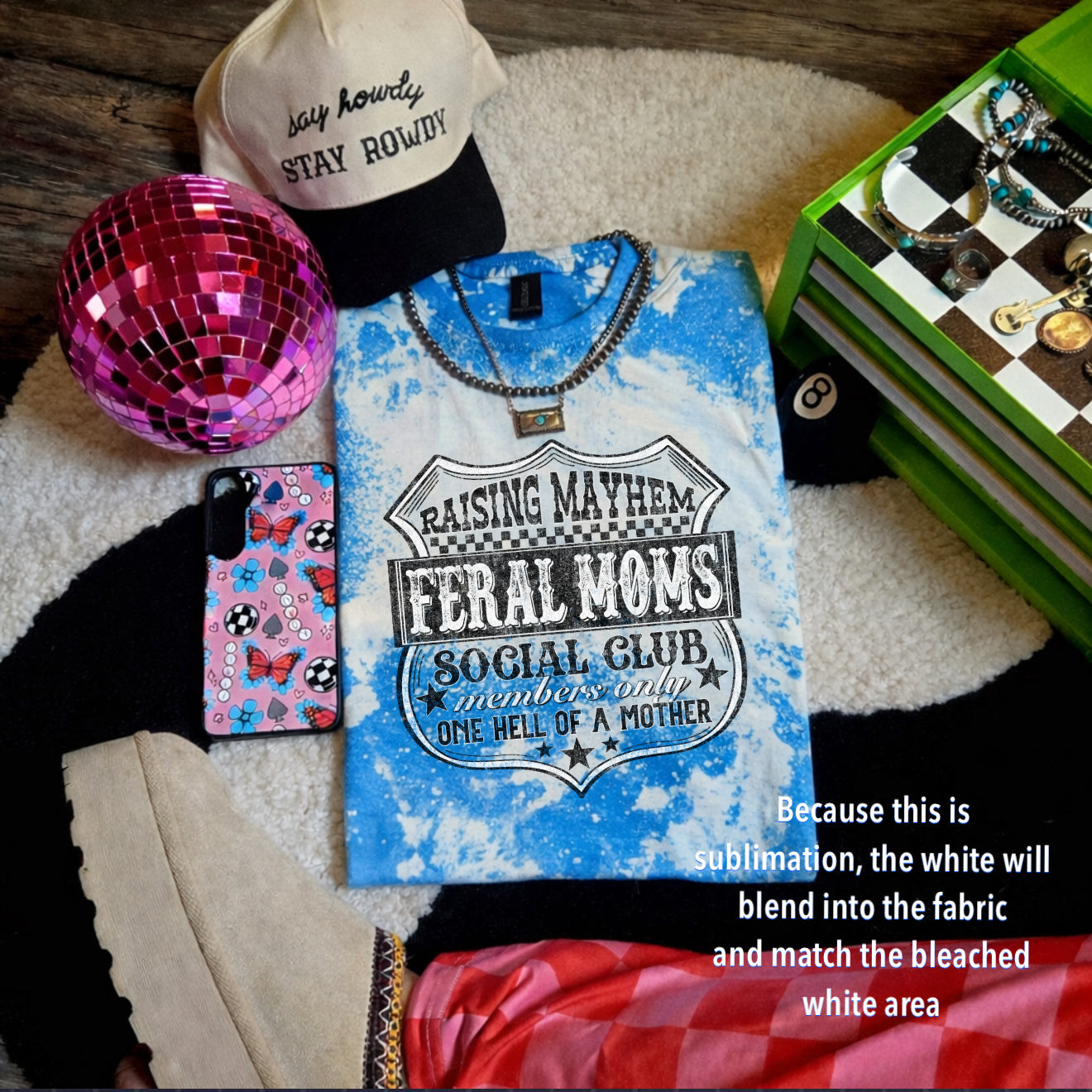 Raising mayhem Feral Moms-bleached tee