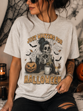 Waiting for Halloween skeleton-graphic tee