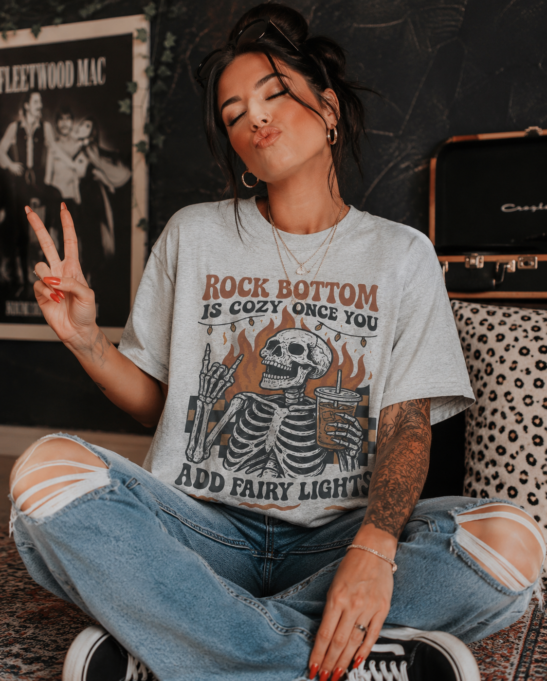 Rock bottom is cozy-graphic tee